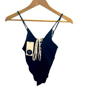 NWT Basic Swim club one piece lace up swimsuit